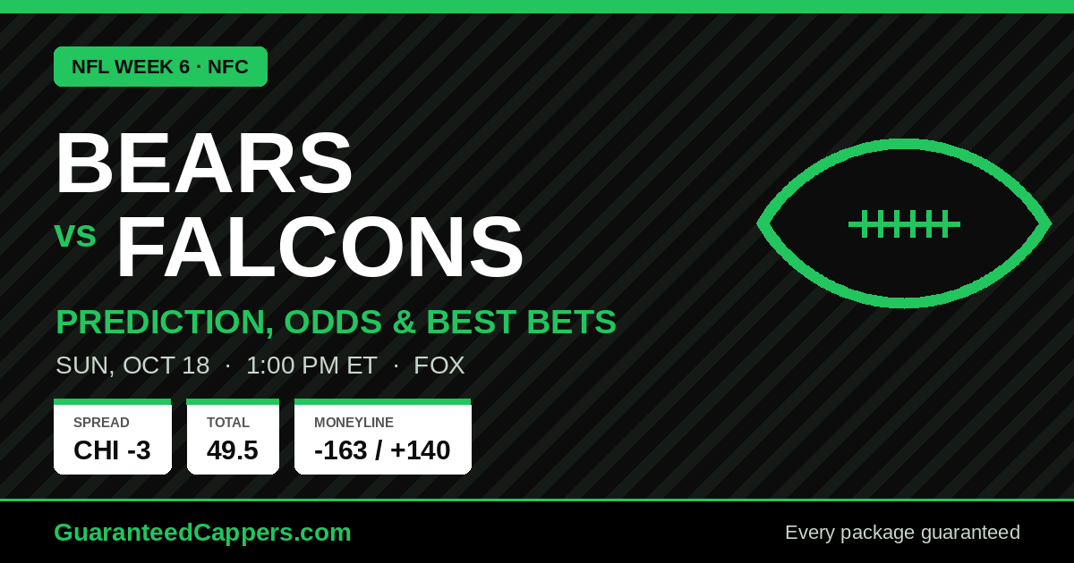 Bears vs Falcons prediction, odds and best bets for NFL Week 6, October 18, 2026